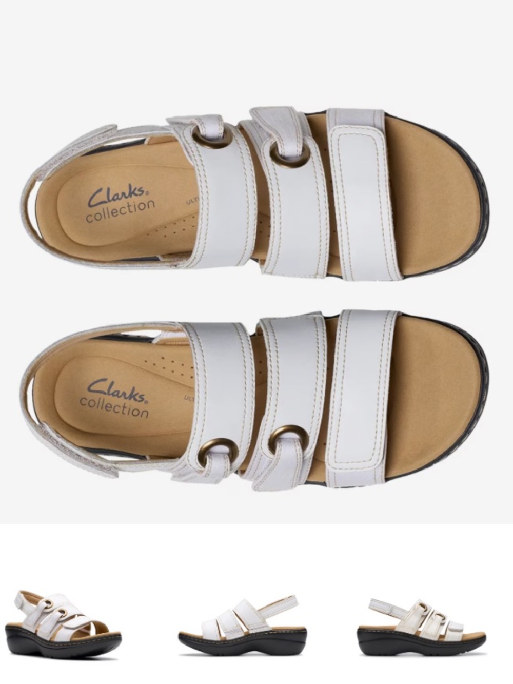 Clarks White Comfort Slingback Sandal